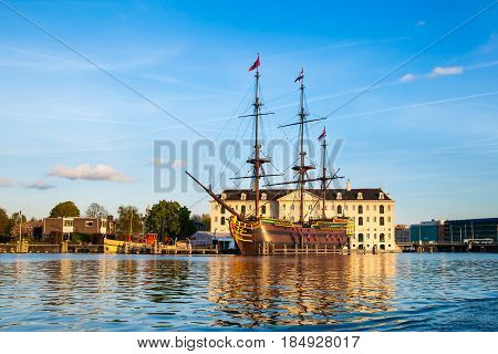 Amsterdam, Netherlands - April, 2017: The National Maritime Museum in Amsterdam, Netherlands