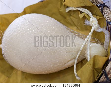 Provola(fiaschetto) italian cheese at market , itaky