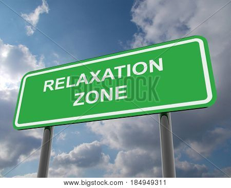 road sign realxation zone . rendered illustration