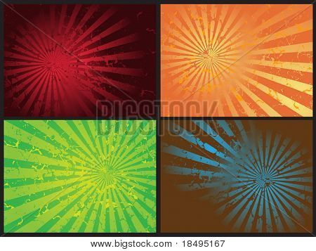 Raster - Star burst effet rétro grunge, 4 différents effets et couleurs.