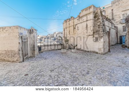 Panoramic View Of Typical Stones (sassi Di Matera) Near Gravina Of Matera Unesco European Capital Of