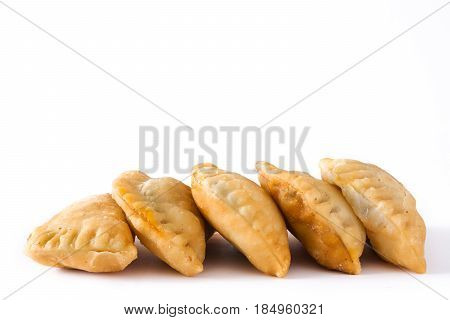 Typical Spanish empanadas isolated on white background