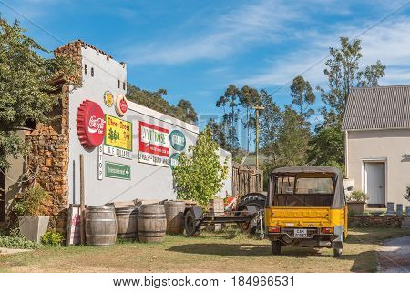 GREYTON SOUTH AFRICA - MARCH 27 2017: A display on the side of a restaurant in Greyton a small town in the Western Cape Province of South Africa