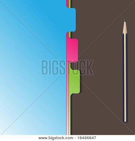 Raster - separatore di documento o divisore con elementi decorativi matita