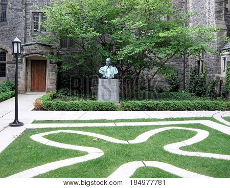 Bust of Johannes Strachan Fundator of the Trinity College at University of Toronto in Toronto Ontario Canada