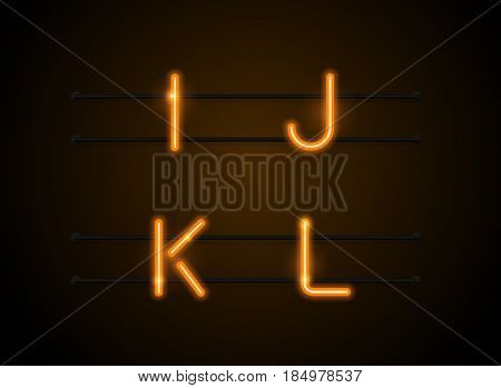 Neon Light sign Alphabet Vector Font. Type letters Neon tube background. Glowing Neon Bar Alphabet. Realistic style