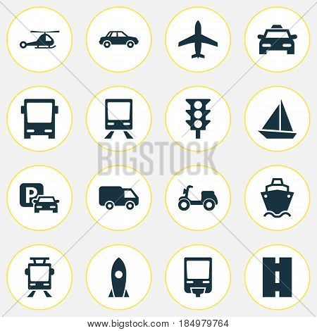 Shipment Icons Set. Collection Of Omnibus, Railway, Way And Other Elements. Also Includes Symbols Such As Light, Flight, Auto.