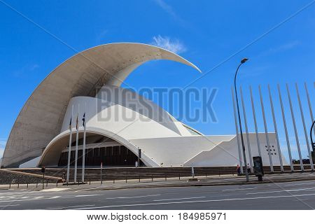 Santa Cruz de Tenerife, Spain - May 03, 2012: Auditorio de Tenerife - futuristic and inspired in organic shapes, building designed by Santiago Calatrava