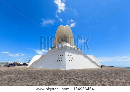 Santa Cruz de Tenerife, Spain - May 03, 2012: Auditorio de Tenerife - futuristic and inspired in organic shapes, building designed by Santiago Calatrava