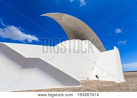Santa Cruz de Tenerife, Spain - May 03, 2012: Auditorio de Tenerife - futuristic and inspired in organic shapes, building designed by Santiago Calatrava