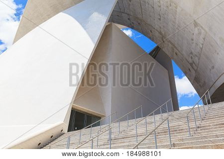 Santa Cruz de Tenerife, Spain - May 03, 2012: Auditorio de Tenerife - futuristic and inspired in organic shapes, building designed by Santiago Calatrava