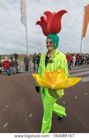 NOORDWIJK NETHERLANDS - 22 APRIL 2017: the traditional flowers parade Bloemencorso from Noordwijk to Haarlem in the Netherlands.