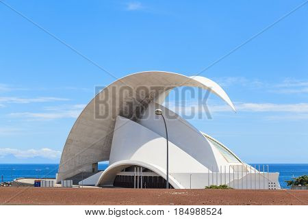 Santa Cruz de Tenerife, Spain - May 03, 2012: Auditorio de Tenerife - futuristic and inspired in organic shapes, building designed by Santiago Calatrava