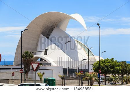Santa Cruz de Tenerife, Spain - May 03, 2012: Auditorio de Tenerife - futuristic and inspired in organic shapes, building designed by Santiago Calatrava