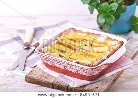 Traditional Rhubarb Pie. Sweet Pieplant Cake Baked Food