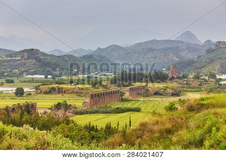 Aqueducts In The Ancient City Of Aspendos In Antalya, Turkey.