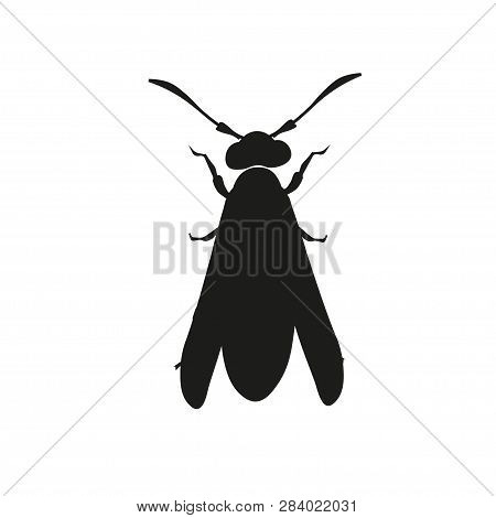 Pest Insect. Silhouette Of A Wasp. Vector Illustration Isolated On White Background.