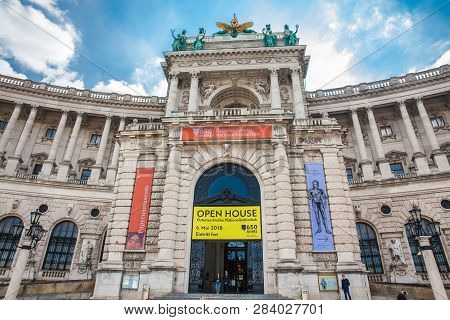 Vienna, Austria - April, 2018: The Museum Of Ethnology Housed In A Wing Of The Hofburg Imperial Pala