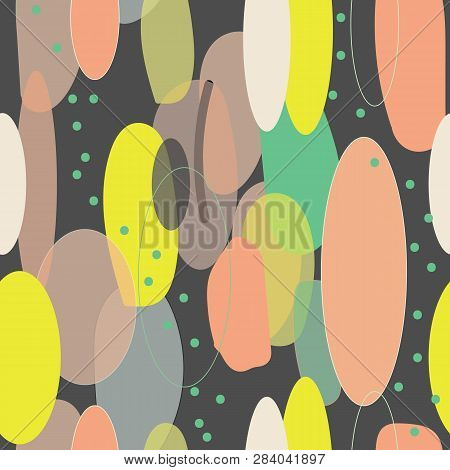 Organic Abstract Modern Yellow Green Coral Brown Seameless Pattern. Great For Invitations, Fabric, W