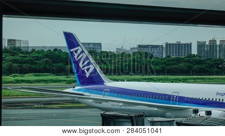 Passenger Airplane At Manila Airport, Philippines