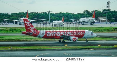 Passenger Airplane At Manila Airport, Philippines