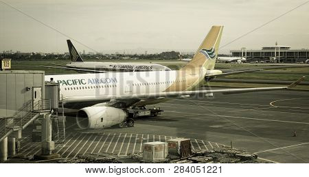Manila, Philippines - Dec 4, 2018. An Airbus A330-300 Airplane Of Cebu Pacific Docking At Manila Nai