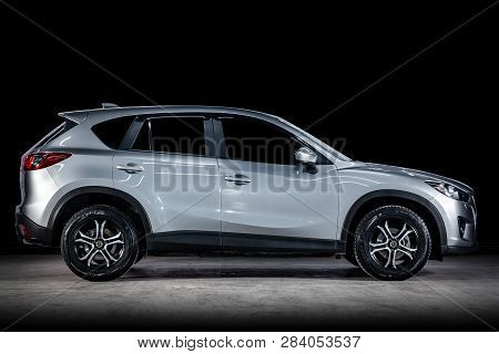 Novosibirsk, Russia - February 10, 2019:  Mazda Cx-5, Side View. Photography Of A Modern Car  On A P
