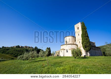 Sant'antimo Abbey In Crete Senesi, Italy