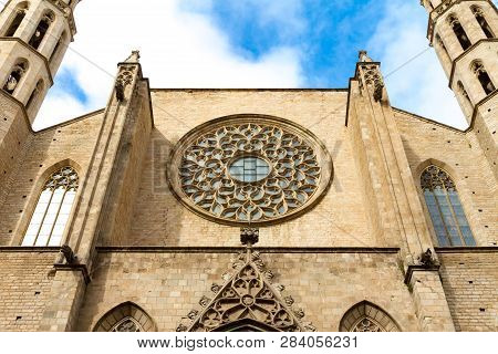 Santa Maria Del Mar (1383) Is An Imposing Church In The Ribera District Of Barcelona, Spain