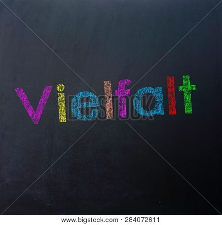 Blackboard With Colorful Text Diversity German 