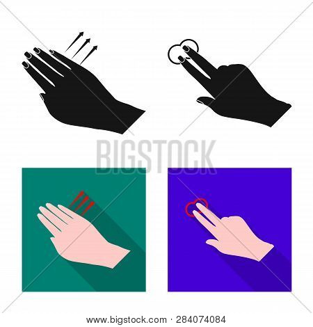 Vector Design Of Touchscreen And Hand Icon. Collection Of Touchscreen And Touch Vector Icon For Stoc