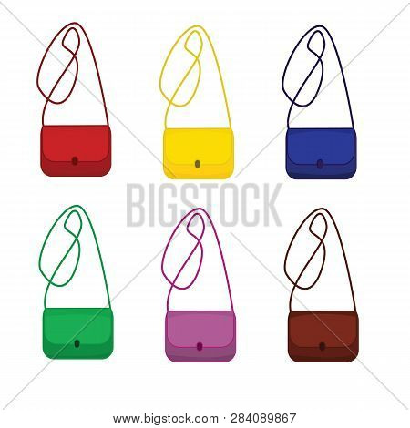 Trendy Handbags Collection. Female Fashion Accessory. Isolated Objects. Vector Illustration