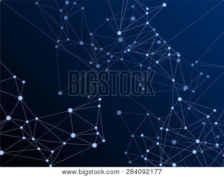 Gometric Plexus Structure Cybernetic Concept. Network Nodes Plexus Dark Blue Background. Coordinates