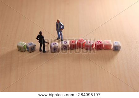 Illustration For Change Impossible Thing Into Possible One, Two Businesman Talk About That Topic