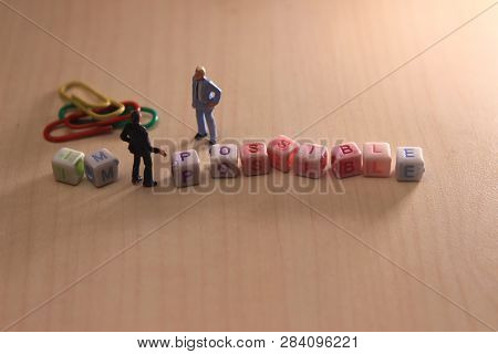 Illustration For Change Impossible Thing Into Possible One, Two Businesman Talk About That Topic