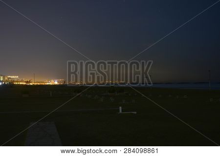 Pescara Seascape At Night With Full Moon