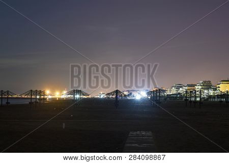 Pescara Seascape At Night With Full Moon