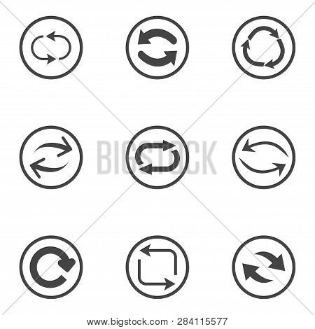 Repeat Icons Set. Set Of 9 Refresh Filled Icons Such As Reload, Update, Reload, Replay, Loading Arro