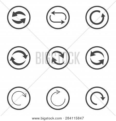 Repeat Icons Set. Set Of 9 Refresh Filled Icons Such As Reload, Update, Reload, Replay, Loading Arro