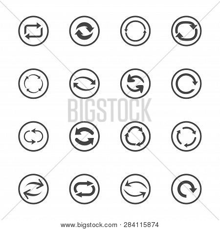 Repeat Icons Set. Set Of 16 Refresh Filled Icons Such As Reload, Update, Reload, Replay, Loading Arr