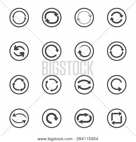 Repeat Icons Set. Set Of 16 Refresh Filled Icons Such As Reload, Update, Reload, Replay, Loading Arr
