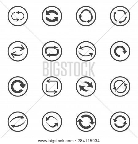 Repeat Icons Set. Set Of 16 Refresh Filled Icons Such As Reload, Update, Reload, Replay, Loading Arr