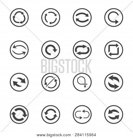 Repeat Icons Set. Set Of 16 Refresh Filled Icons Such As Reload, Update, Reload, Replay, Loading Arr