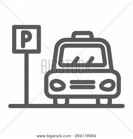 Parking Line Icon, Auto And Place, Car Zone Sign, Vector Graphics, A Linear Pattern On A White Backg
