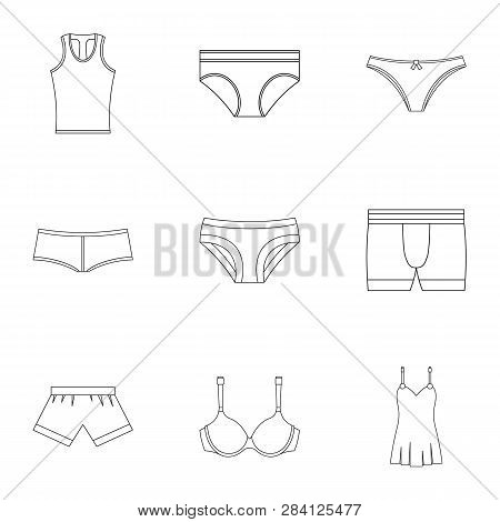 Female Underwear Icon Set. Outline Style Set Of 9 Female Underwear Icons For Web Isolated On White B