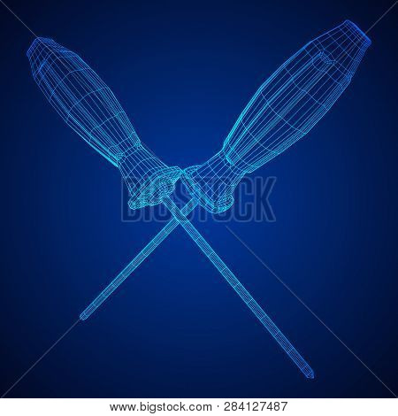 Crosshead Screwdriver. Handyman Tool For Home Repair. Maintenance Themed Abstract Model Wireframe Lo