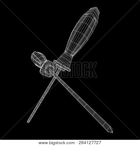 Crosshead Screwdriver. Handyman Tool For Home Repair. Maintenance Themed Abstract Model Wireframe Lo
