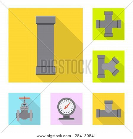 Vector Design Of Pipe And Tube Sign. Collection Of Pipe And Pipeline Stock Vector Illustration.