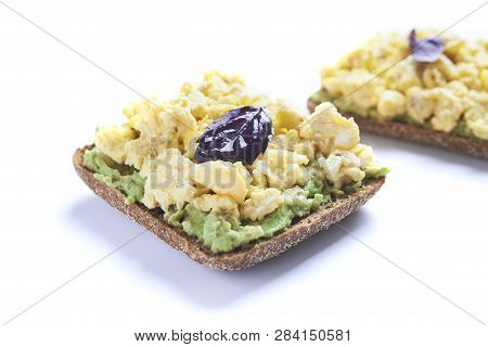 Sandwich With Scrumble Egg And An Avocado