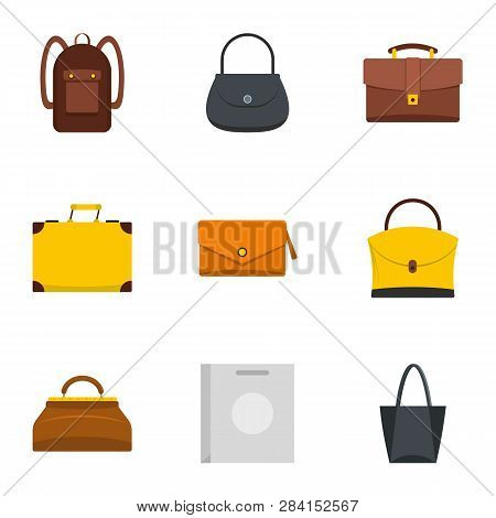 Different Bagage Icon Set. Flat Style Set Of 9 Different Bagage Icons For Web Isolated On White Back